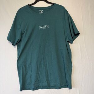 Hurley Mens Cotton T Shirt Size XL Teal Spellout Casual Loungewear Skater Gym